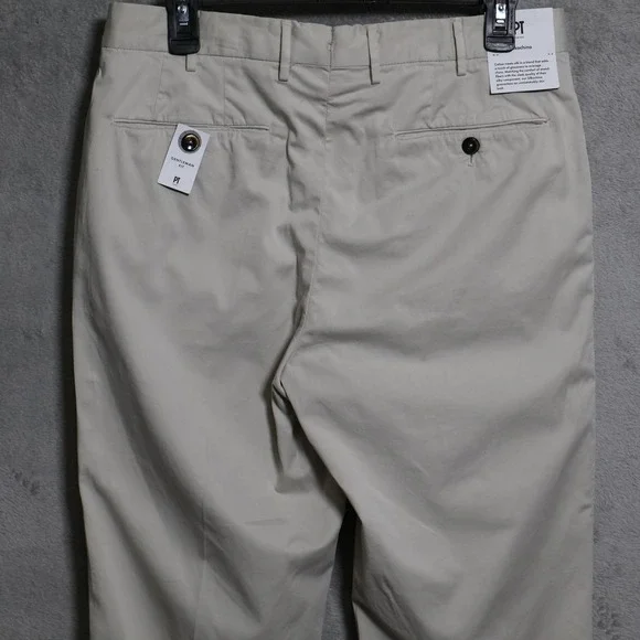 PT Torino Silkochino Pants Mens 31x36 Beige Gentleman Fit Stretch Dress Chino